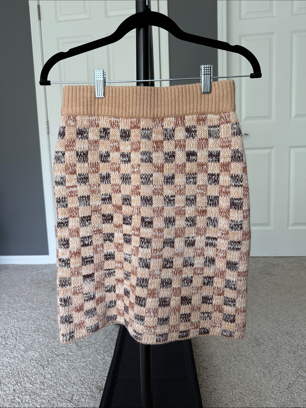 Rebecca Taylor Knit Checkered Skirt
